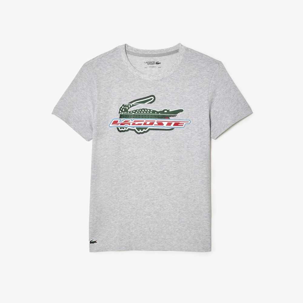 Grey Chine Lacoste SPORT Regular Fit Organic Cotton T-Shirt | GNBRFY-028