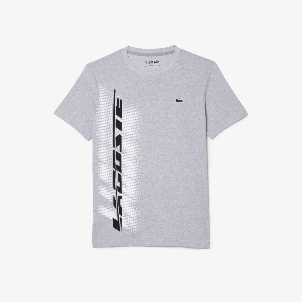 Grey Chine Lacoste SPORT Regular Fit T-Shirt with Contrast Branding | OHZGLE-298