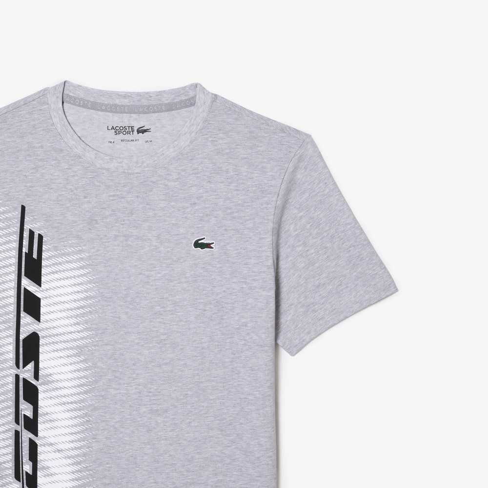 Grey Chine Lacoste SPORT Regular Fit T-Shirt with Contrast Branding | OHZGLE-298