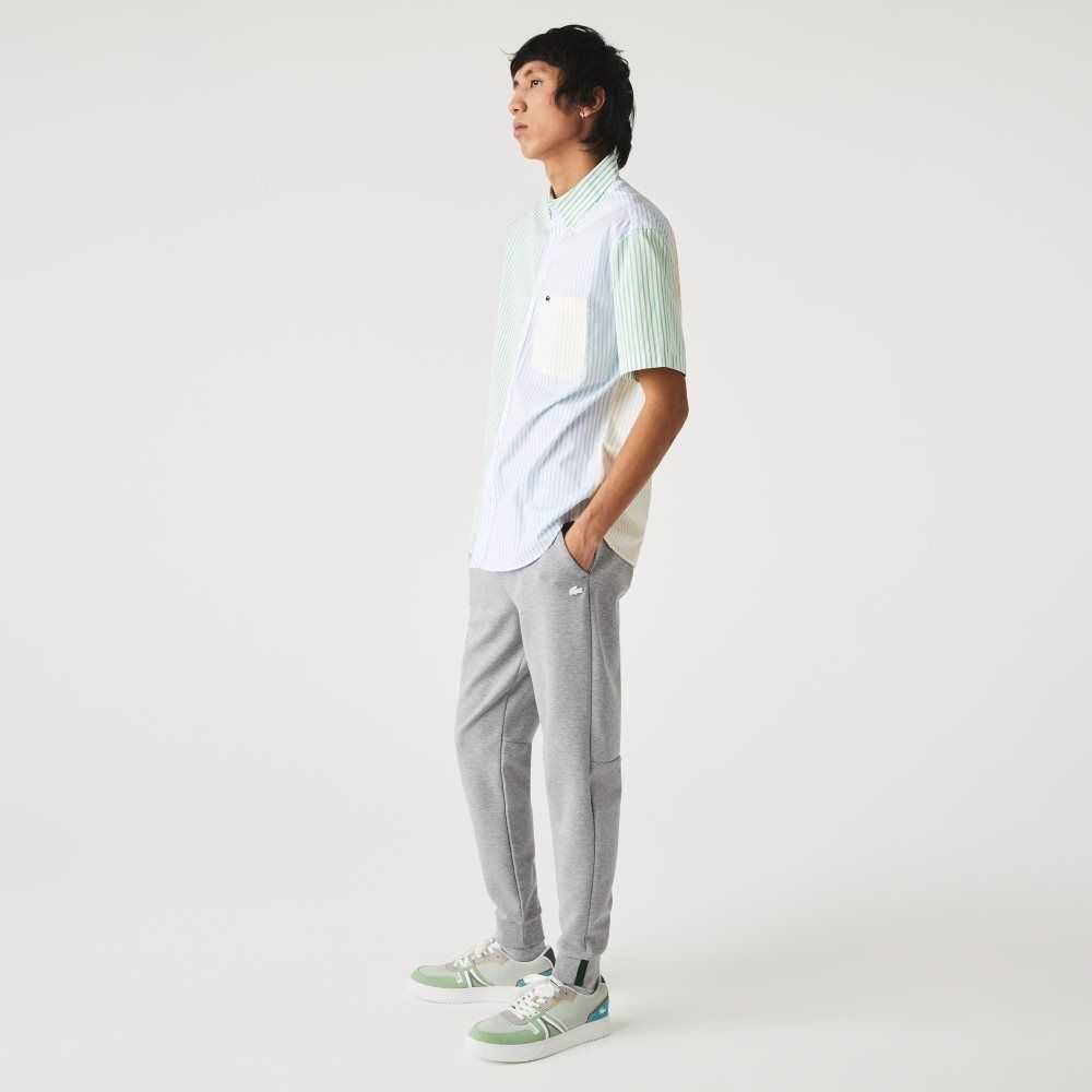 Grey Chine Lacoste Slim Fit Heathered Cotton Blend Tracksuit Pants | GURNEC-306