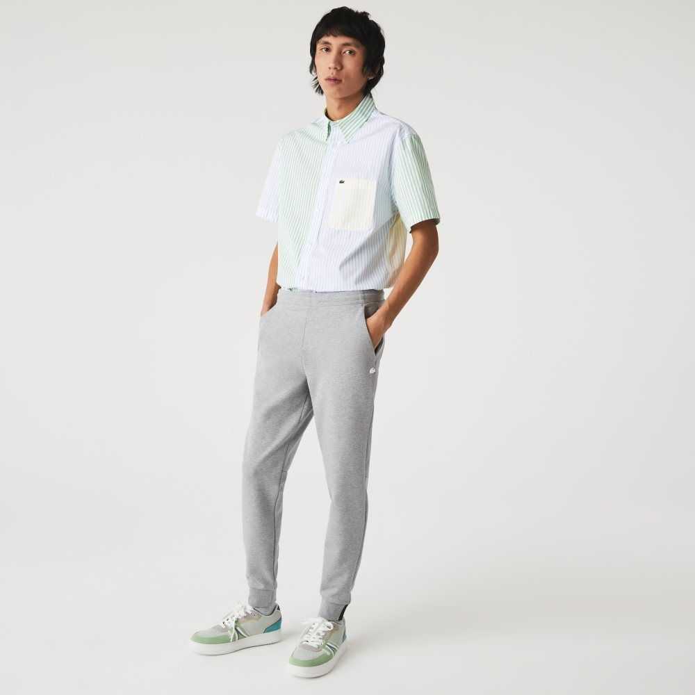 Grey Chine Lacoste Slim Fit Heathered Cotton Blend Tracksuit Pants | GURNEC-306