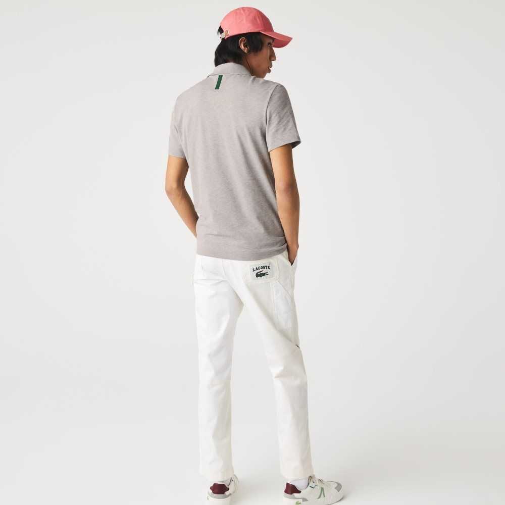 Grey Chine Lacoste Slim Fit Organic Stretch Cotton Pique Polo | MBLHQI-042