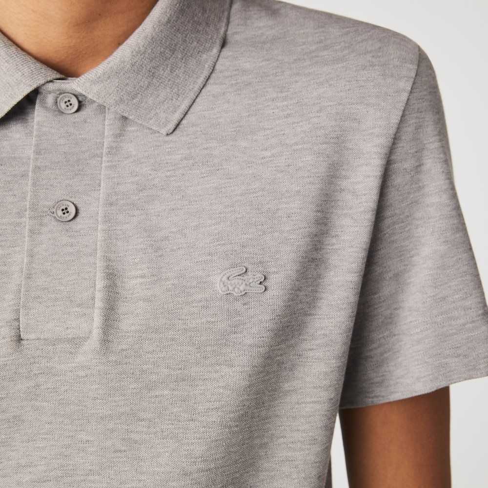 Grey Chine Lacoste Slim Fit Organic Stretch Cotton Pique Polo | MBLHQI-042