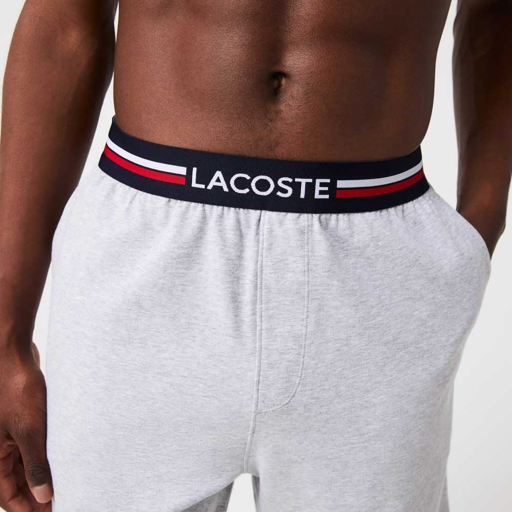 Grey Chine Lacoste Striped-Waist Long Boxer Briefs | PAYODF-721