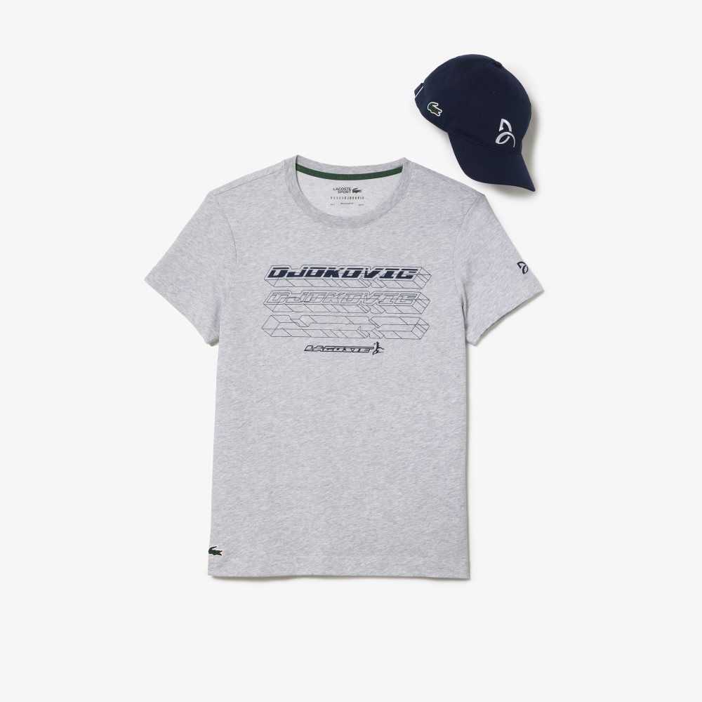 Grey Chine Lacoste Tennis x Novak Djokovic Regular Fit T-shirt and Cap Pack | AWRHQZ-657