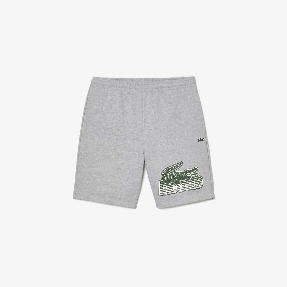 Grey Chine Lacoste Unbrushed Cotton Fleece Shorts | CAJNIE-975