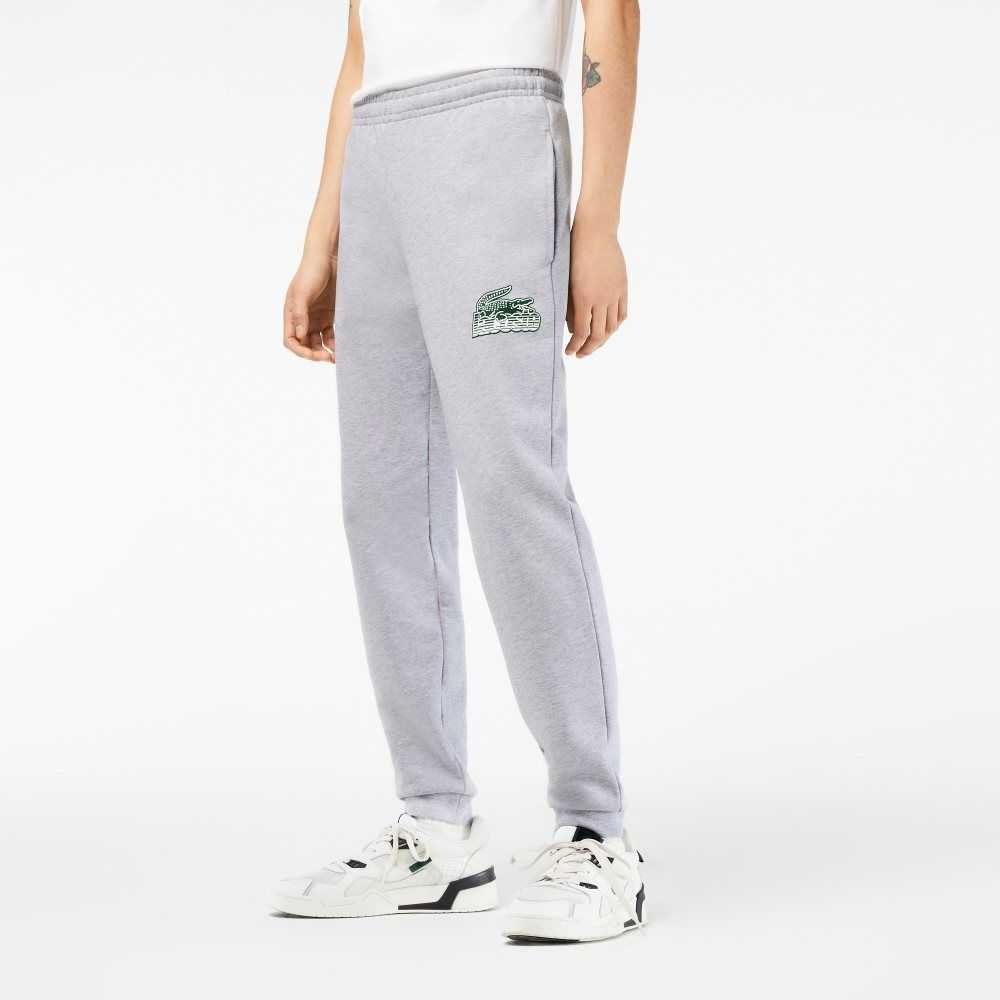 Grey Chine Lacoste Unbrushed Fleece Track Pants | MOVHIS-836