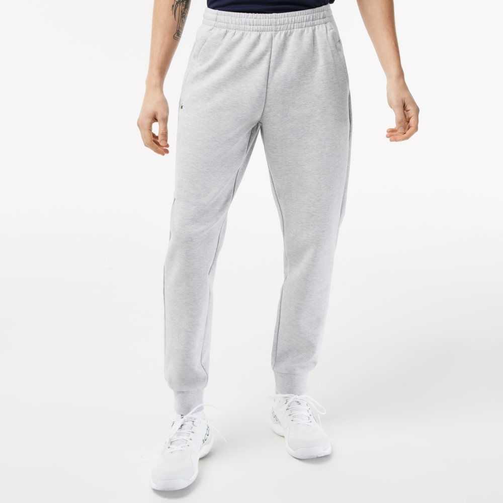 Grey Chine / Light Grey Lacoste Mesh Panels Trackpants | BUNOEZ-346