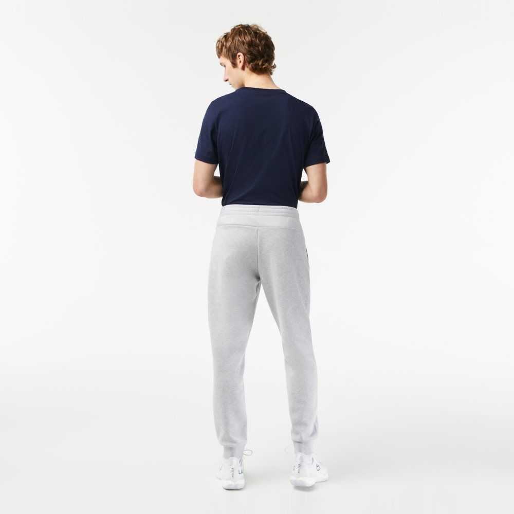 Grey Chine / Light Grey Lacoste Mesh Panels Trackpants | BUNOEZ-346