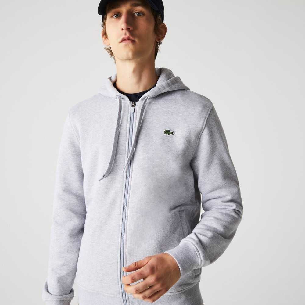 Grey Chine / Light Grey Lacoste SPORT Lightweight Bi-material Hoodie | PUHQRC-648