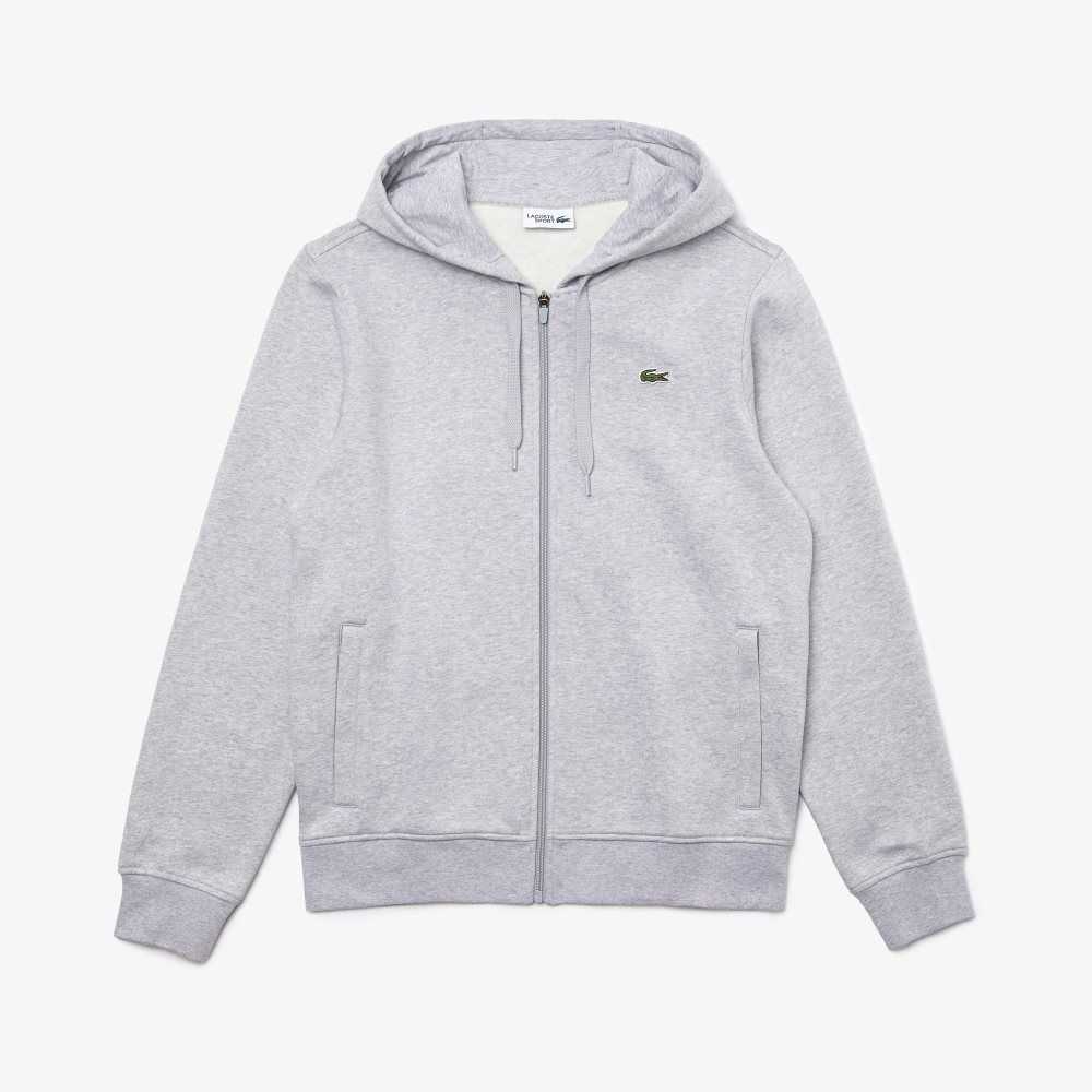 Grey Chine / Light Grey Lacoste SPORT Lightweight Bi-material Hoodie | PUHQRC-648