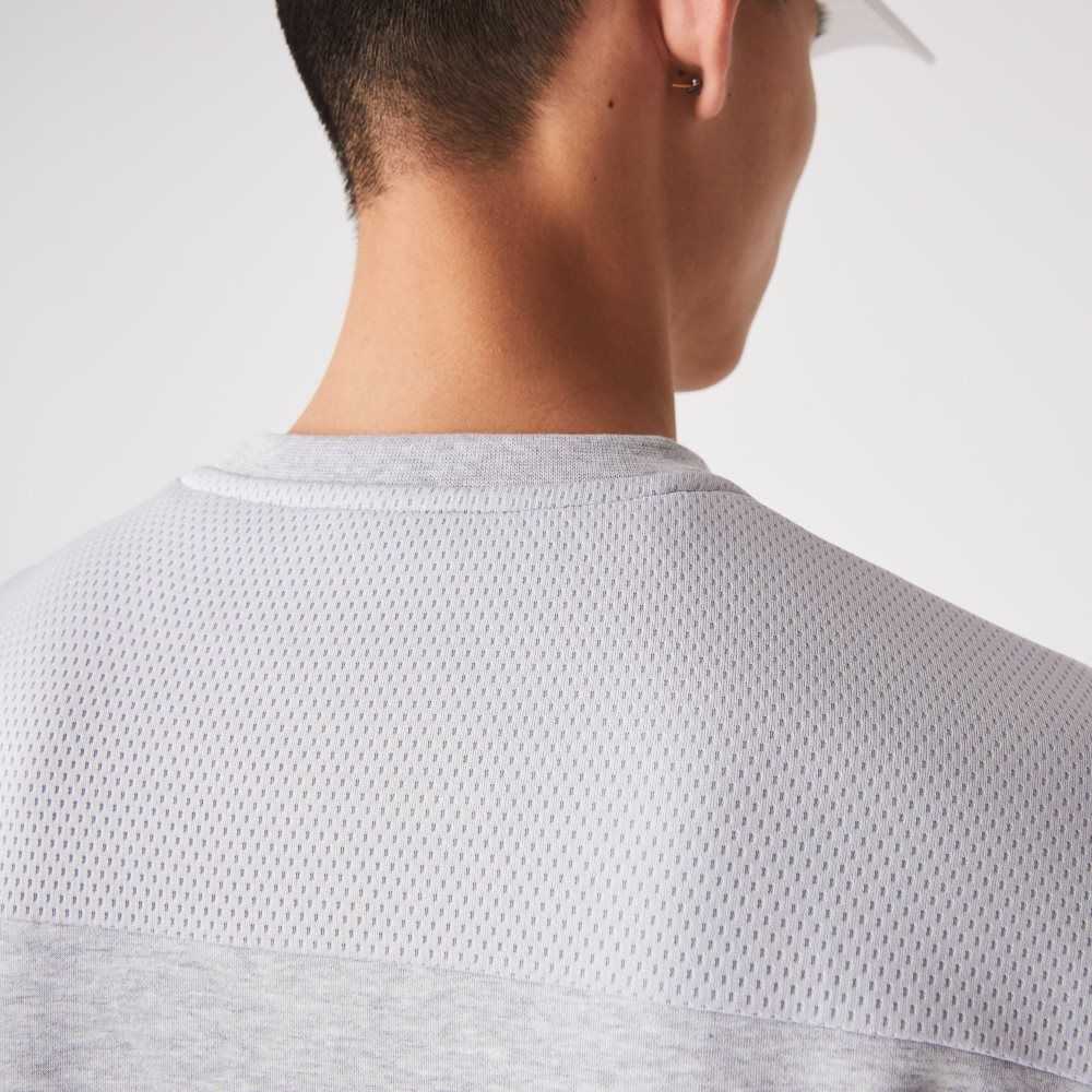 Grey Chine / Light Grey Lacoste SPORT Mesh Panels Sweatshirt | ABNMSV-062