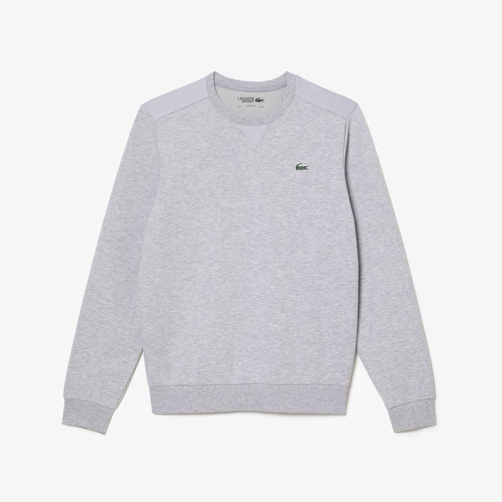 Grey Chine / Light Grey Lacoste SPORT Mesh Panels Sweatshirt | ABNMSV-062