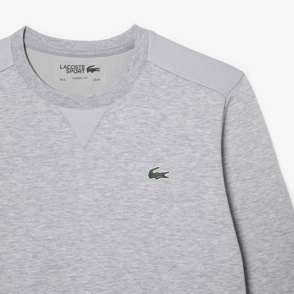 Grey Chine / Light Grey Lacoste SPORT Mesh Panels Sweatshirt | ABNMSV-062