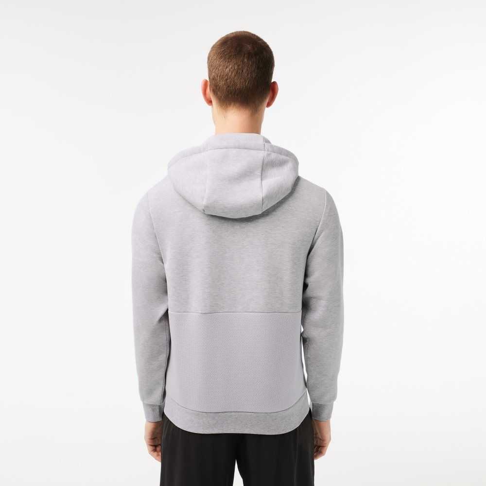 Grey Chine / Light Grey Lacoste SPORT Mesh Panels Hoodie | AYEGKS-915