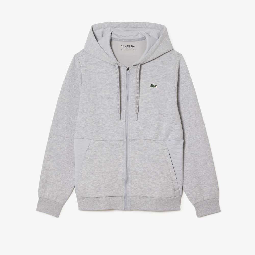 Grey Chine / Light Grey Lacoste SPORT Mesh Panels Hoodie | AYEGKS-915