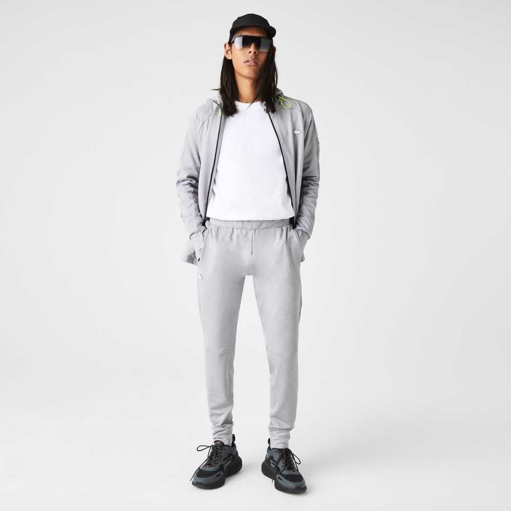 Grey Chine / Light Grey Lacoste SPORT Tapered Trackpants | WOPVZA-362