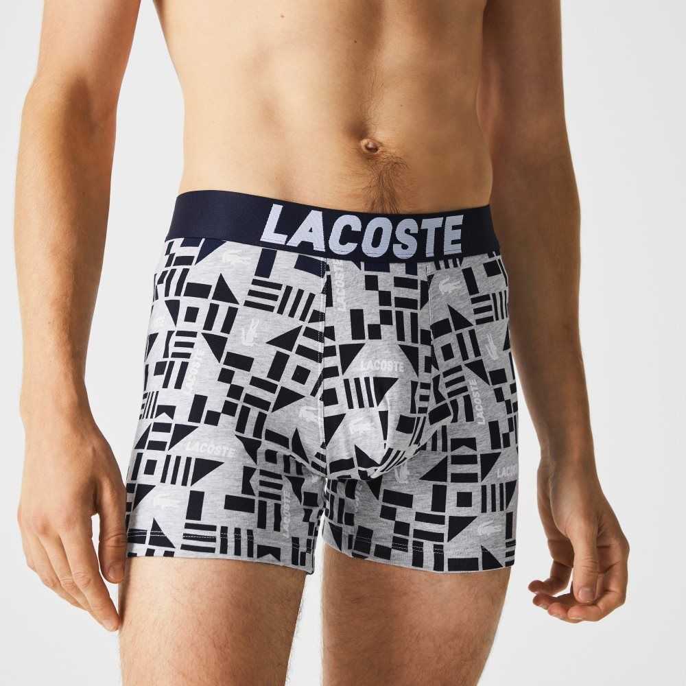 Grey Chine / Navy Blue / White Lacoste Nautical Print Boxer Brief 3-Pack | IRCDML-932