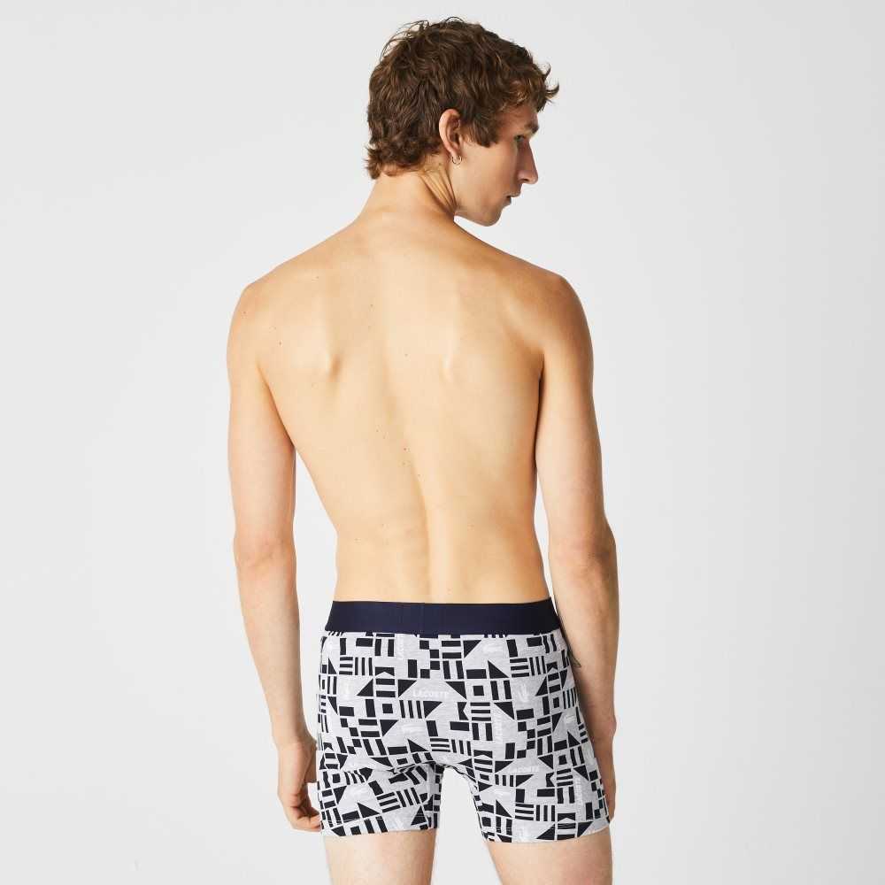 Grey Chine / Navy Blue / White Lacoste Nautical Print Boxer Brief 3-Pack | IRCDML-932