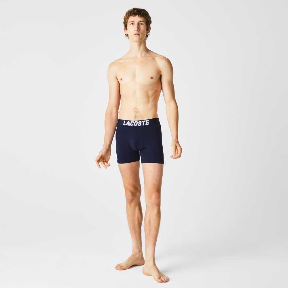 Grey Chine / Navy Blue / White Lacoste Nautical Print Boxer Brief 3-Pack | IRCDML-932