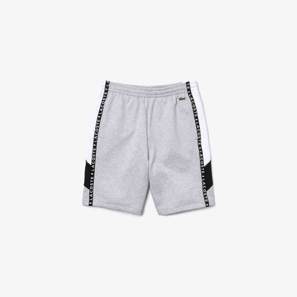 Grey Chine / White / Black Lacoste Fleece Bermuda Shorts | RFMESZ-346