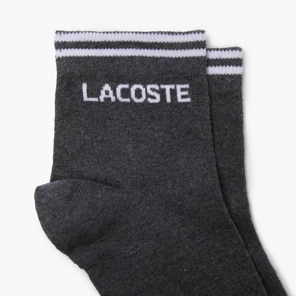 Grey Chine / White Lacoste SPORT Low-Cut Cotton Sock Two-Pack | JWVKZS-082