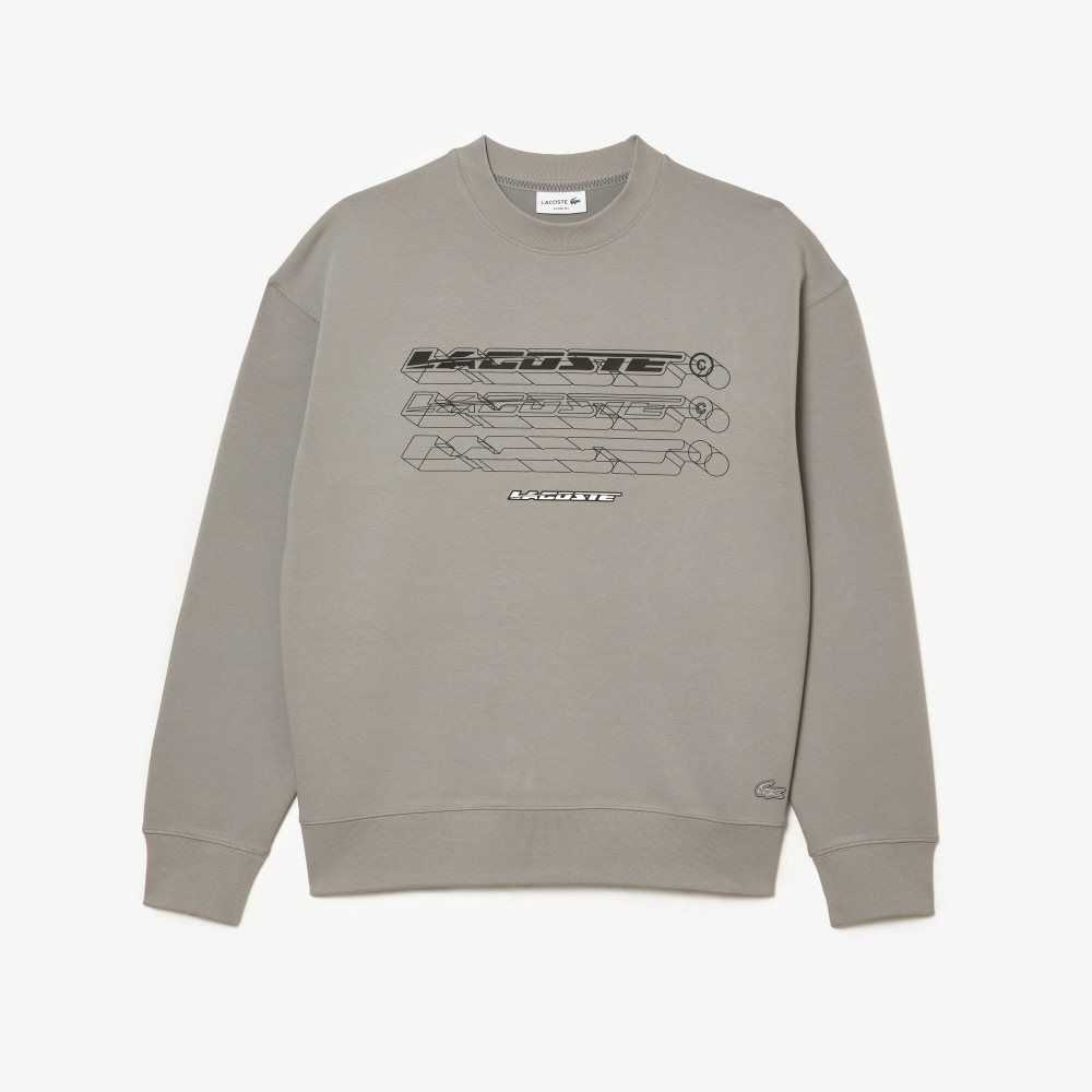 Grey Lacoste Loose Fit Branded Sweatshirt | PNIROT-149