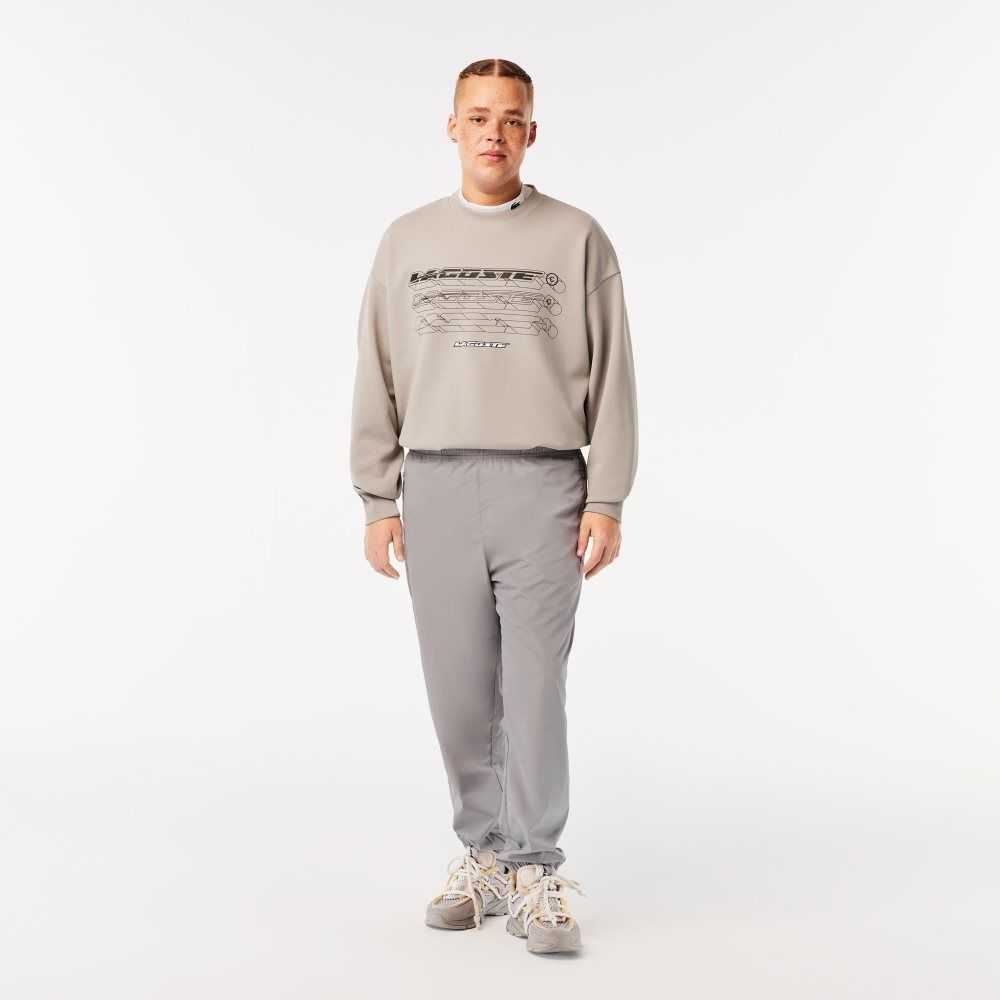 Grey Lacoste Track Pants with GPS Coordinates | WMDFSB-672