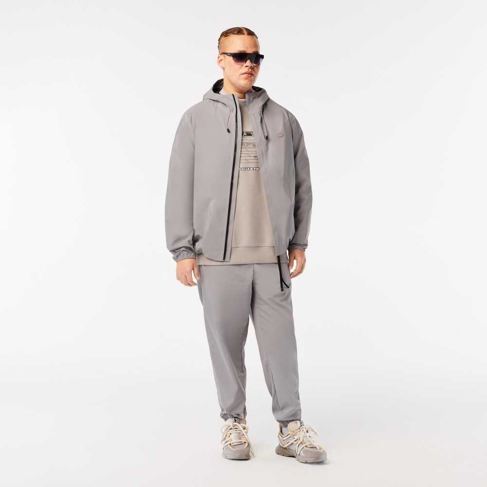 Grey Lacoste Track Pants with GPS Coordinates | WMDFSB-672