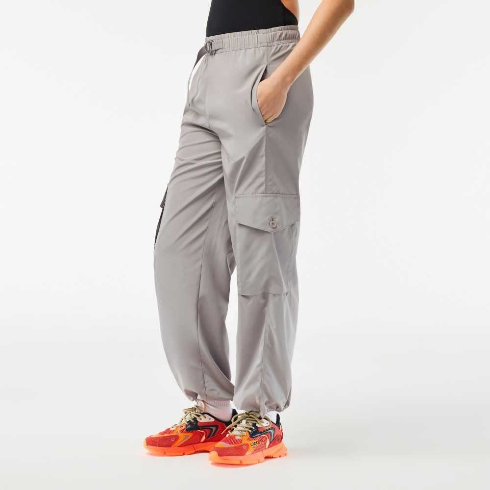 Grey Lacoste Wide Leg Cargo Pants | HTMUYP-583