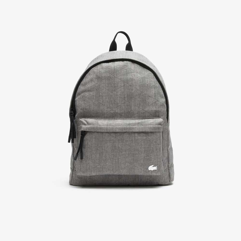 Gris Chine Monogramme Lacoste Reflective Monogram Print Backpack | KNIGRV-370