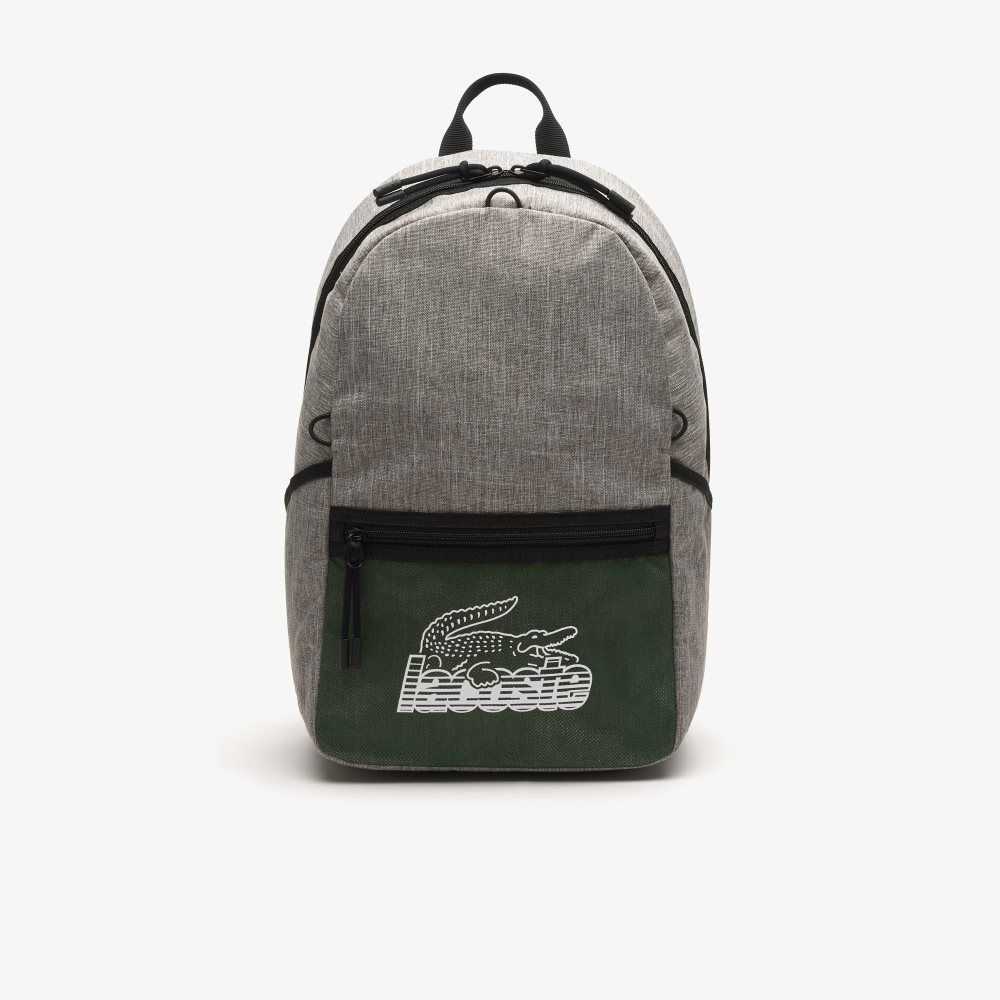 Gris Chine Vert 132 Noir Lacoste Neocroc Contrast Print Backpack | BPMUHJ-823