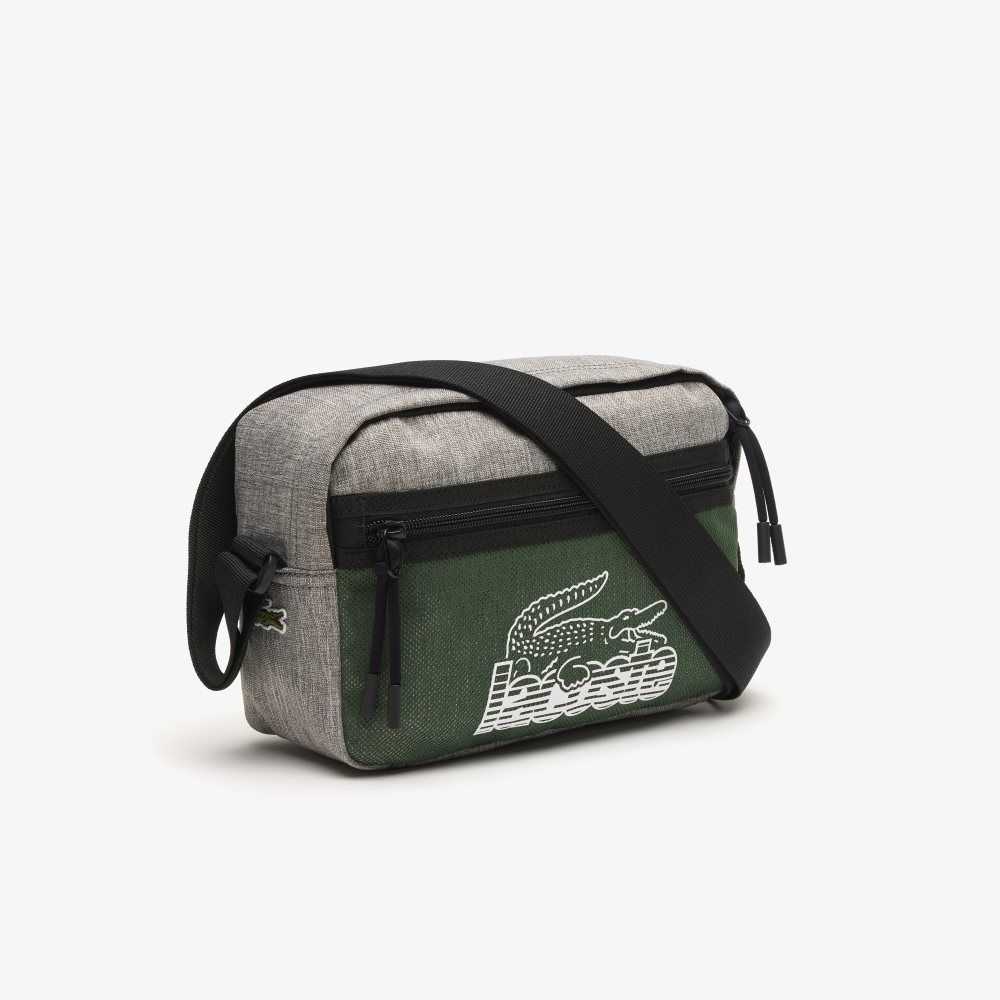 Gris Chine Vert 132 Noir Lacoste Neocroc Contrast Print Shoulder Bag | KSMQFX-594