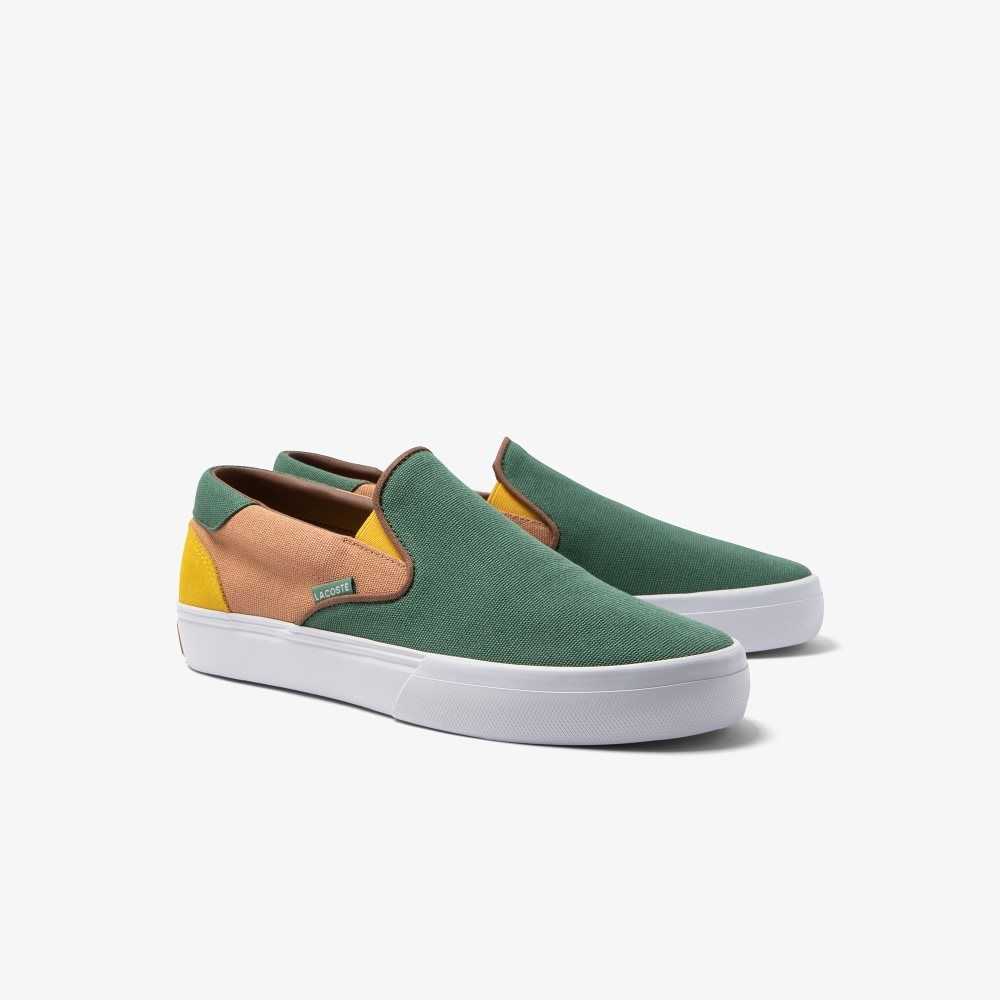 Grn/Tan Lacoste Jump Serve Colorblock Slip-On | OUSBHF-786