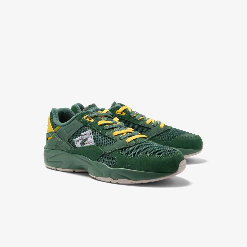 Grn/Ylw Lacoste Storm 96 Lo Leather Sneakers | DTJOIK-503