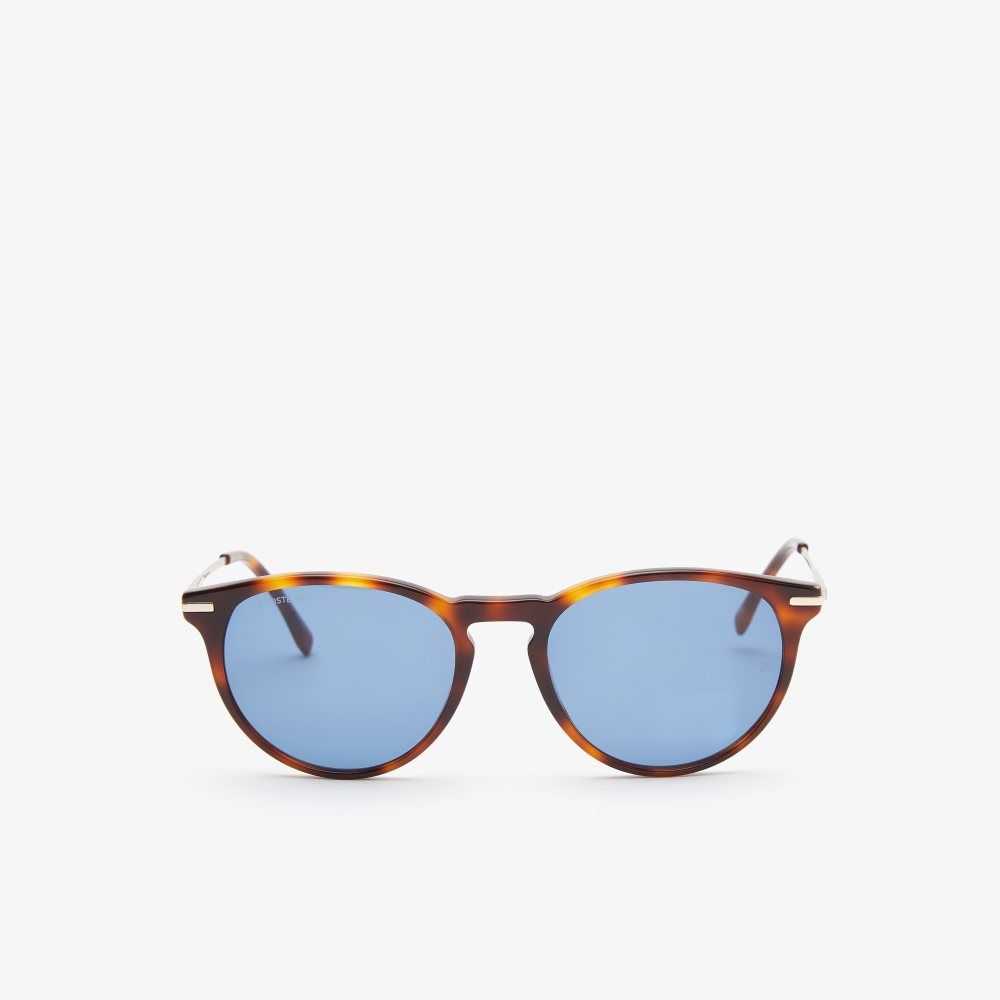 Havana Brn Lacoste Round Acetate Novak Djokovic Sunglasses | BIQDVA-921