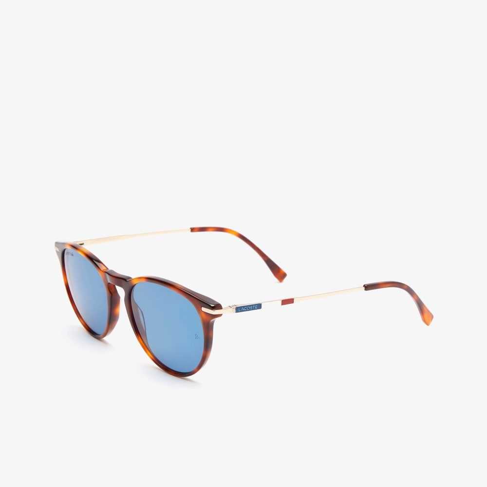 Havana Brn Lacoste Round Acetate Novak Djokovic Sunglasses | BIQDVA-921