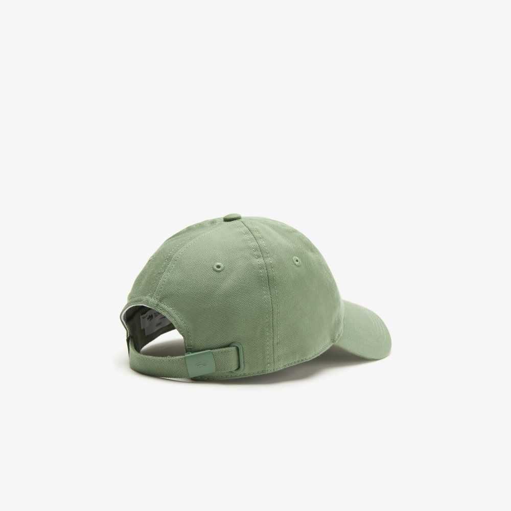 Khaki Green Lacoste Adjustable Organic Cotton Twill Cap | NQJMYZ-504