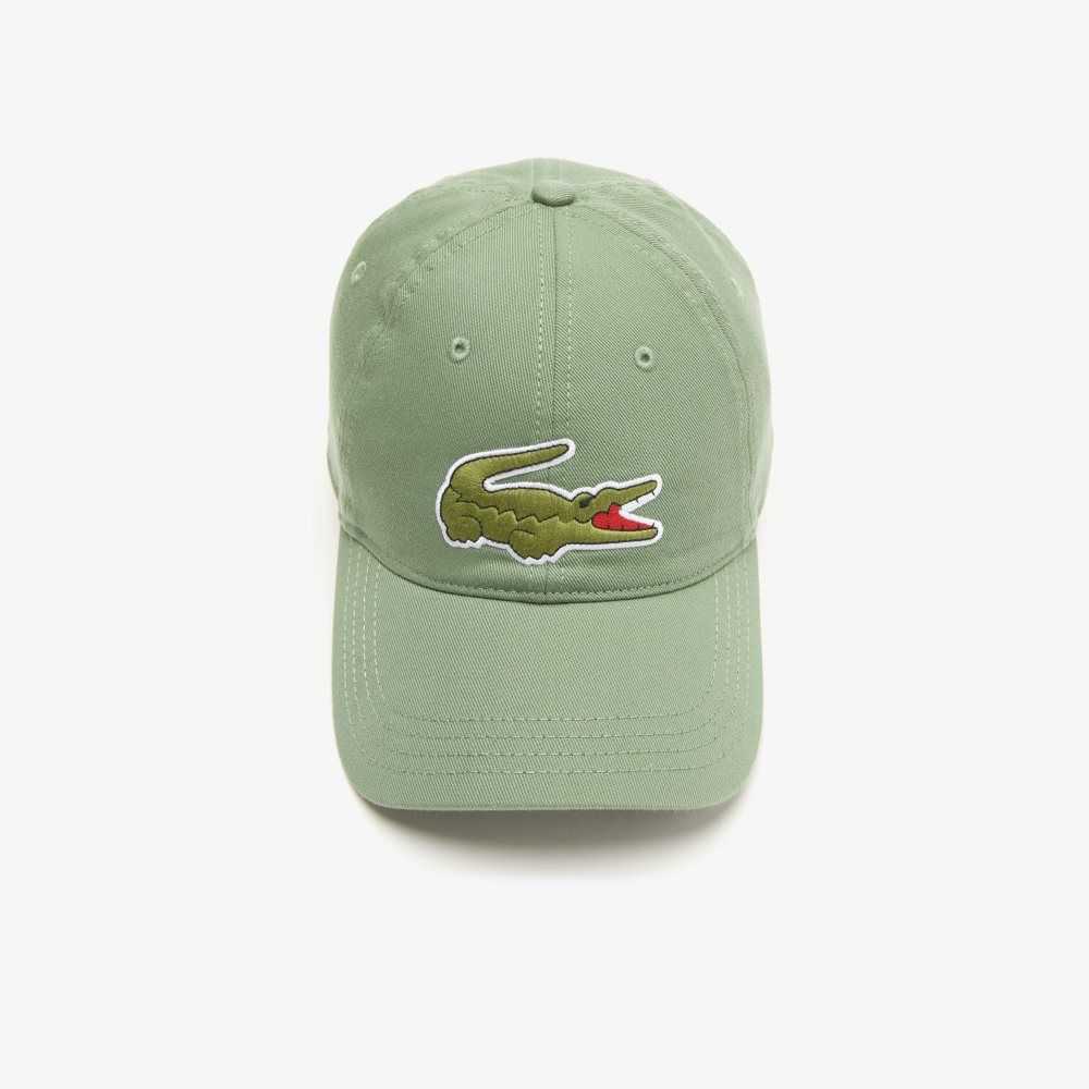 Khaki Green Lacoste Adjustable Organic Cotton Twill Cap | NQJMYZ-504