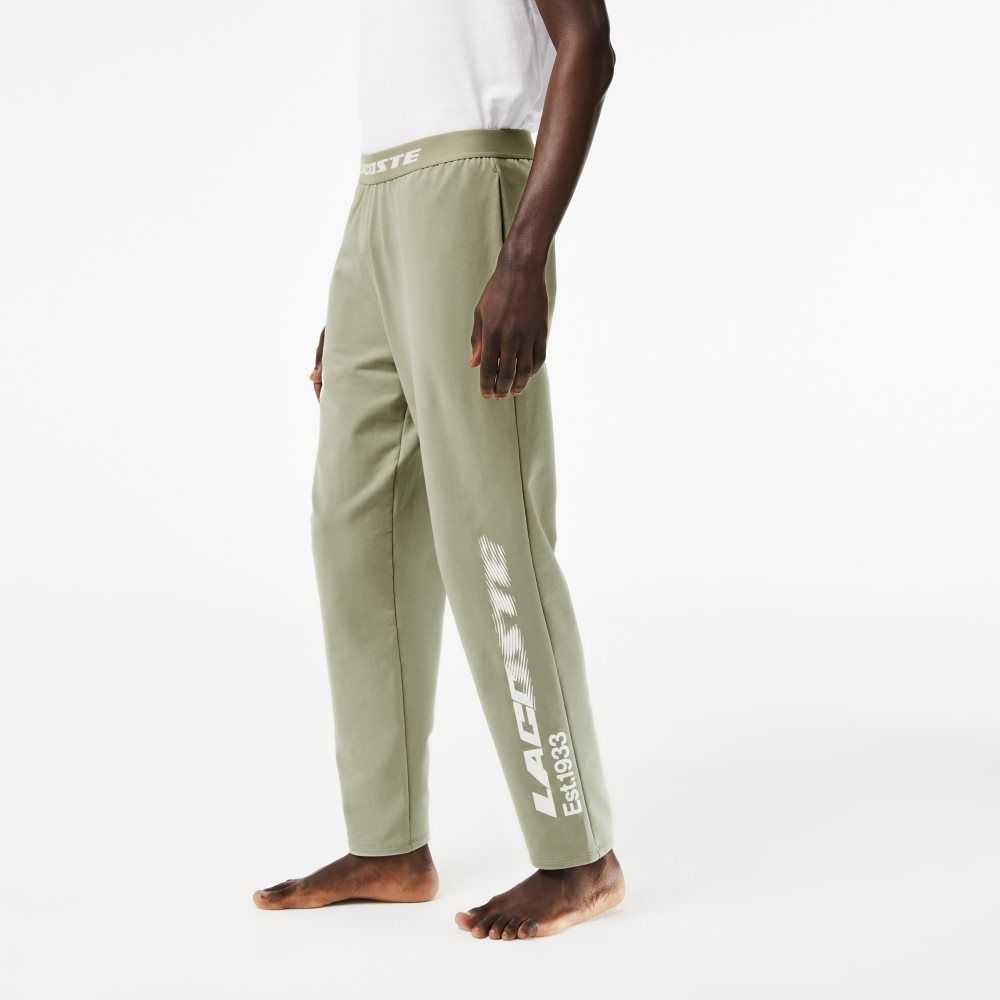 Khaki Green Lacoste Branded Leg Track Pants | JZDMLN-827