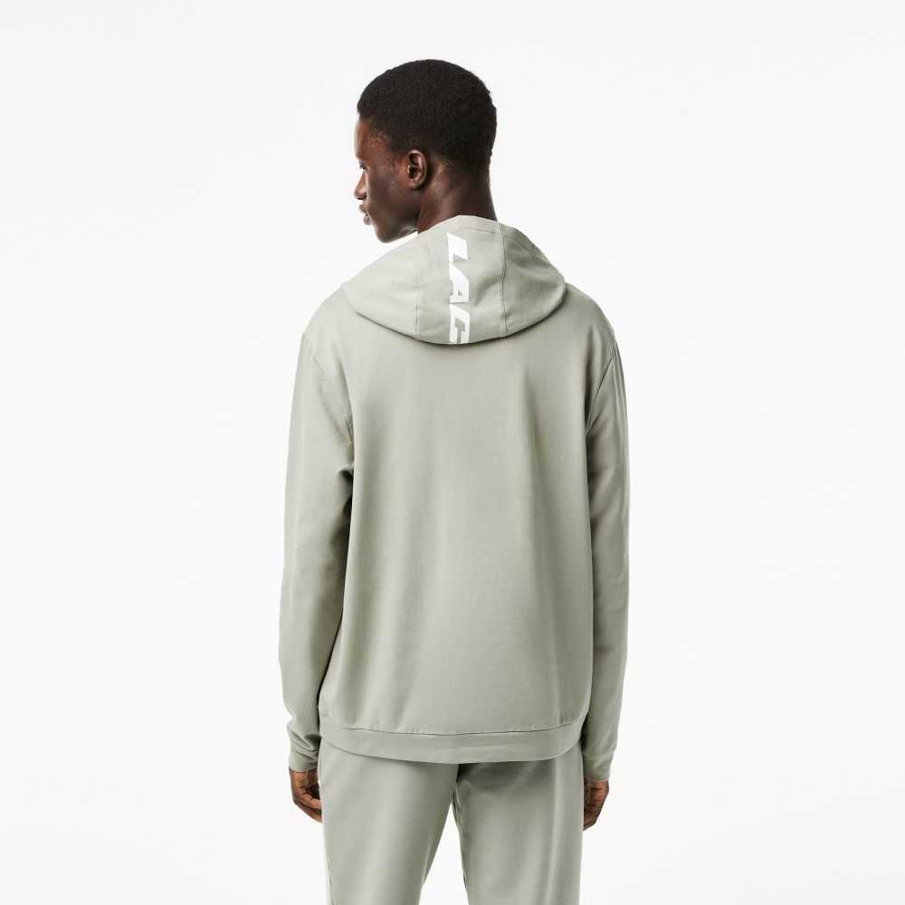 Khaki Green Lacoste Contrast Croc Hoodie | WILQND-392