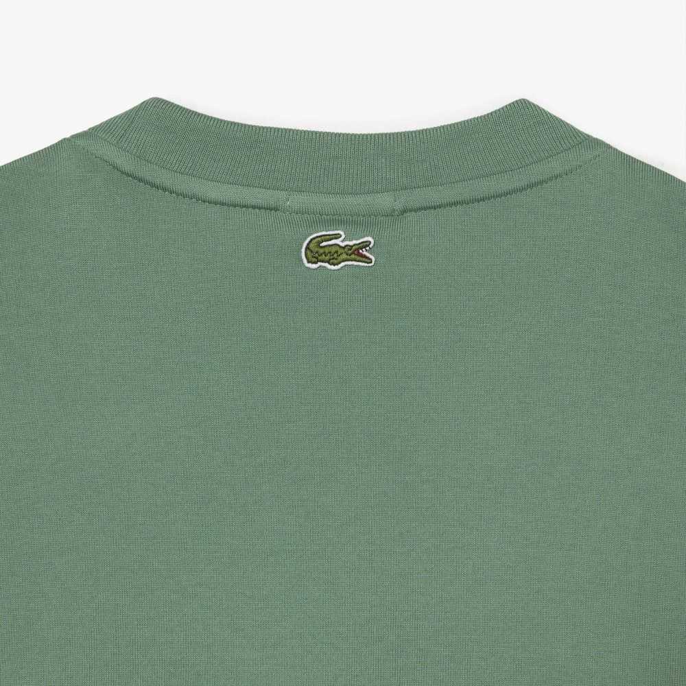 Khaki Green Lacoste Loose Fit Large Crocodile Organic Cotton T-Shirt | AOXSRF-697