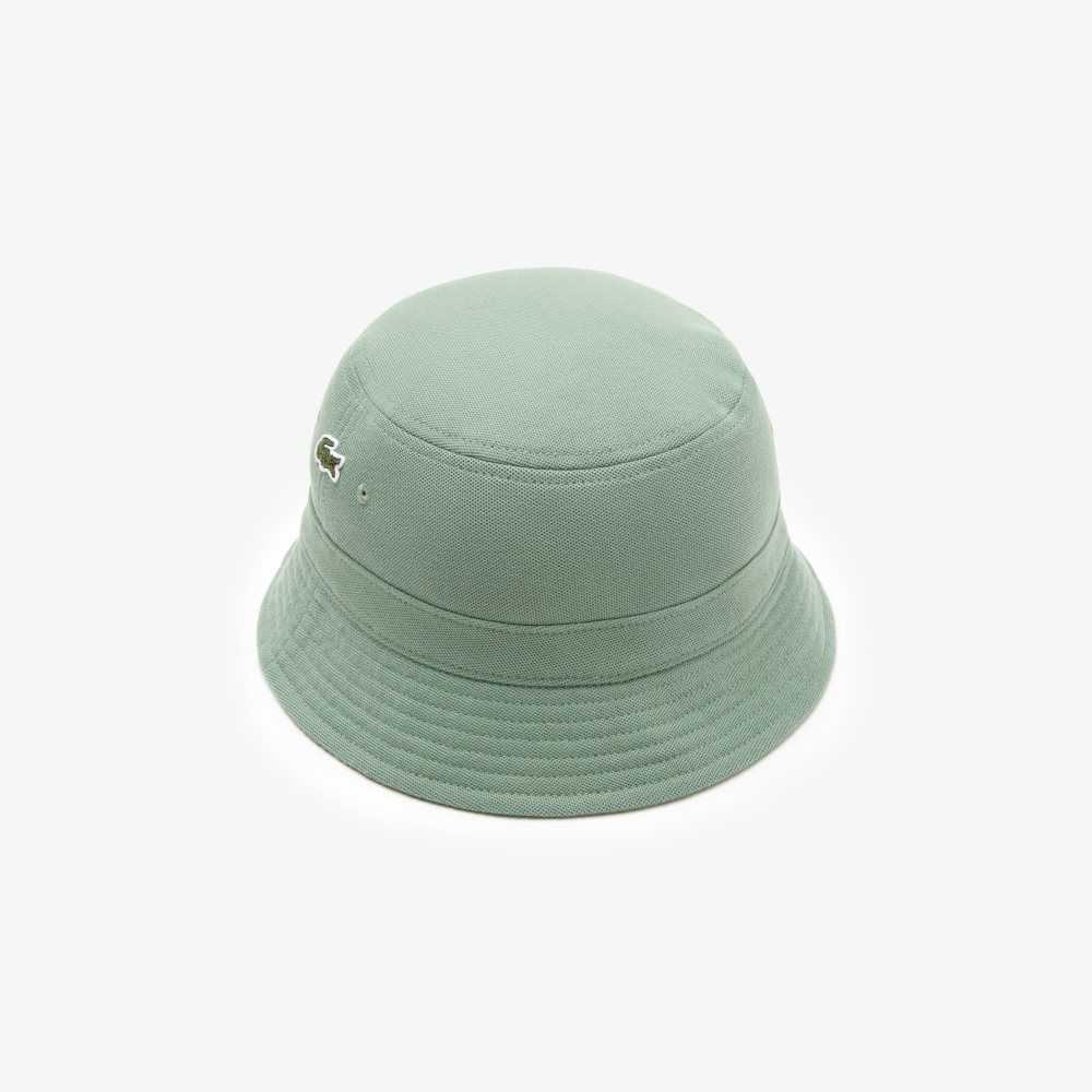 Khaki Green Lacoste Organic Cotton Bucket Hat | APEOJM-852