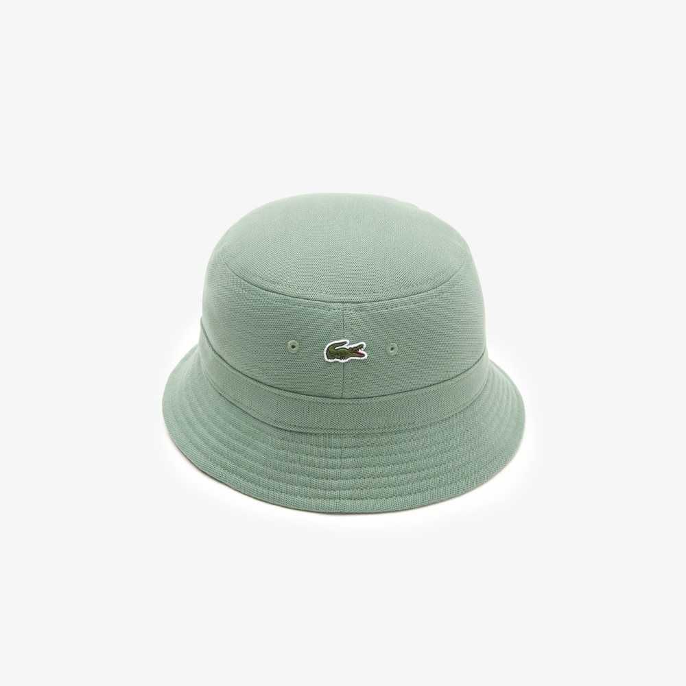 Khaki Green Lacoste Organic Cotton Bucket Hat | APEOJM-852