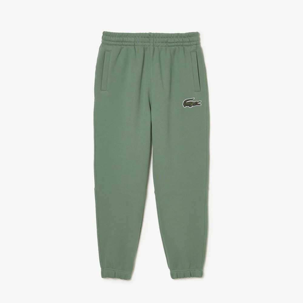 Khaki Green Lacoste Organic Cotton Fleece Trackpants | XICBKM-648