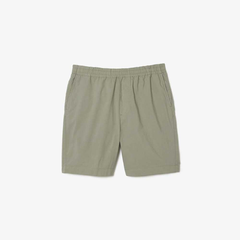 Khaki Green Lacoste Organic Cotton Shorts | KXADIR-852