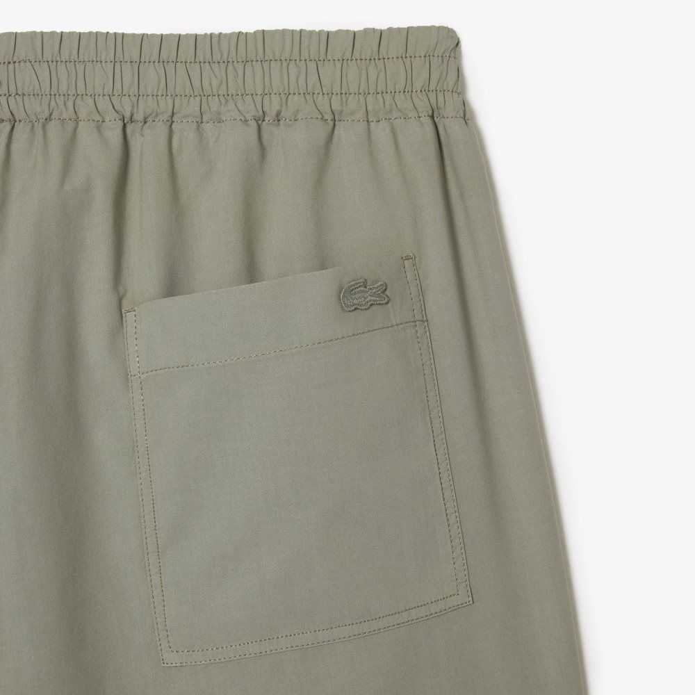 Khaki Green Lacoste Organic Cotton Shorts | KXADIR-852