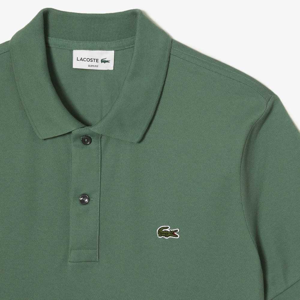 Khaki Green Lacoste Original L.12.12 Slim Fit Petit Pique Cotton Polo | JQUIHW-125