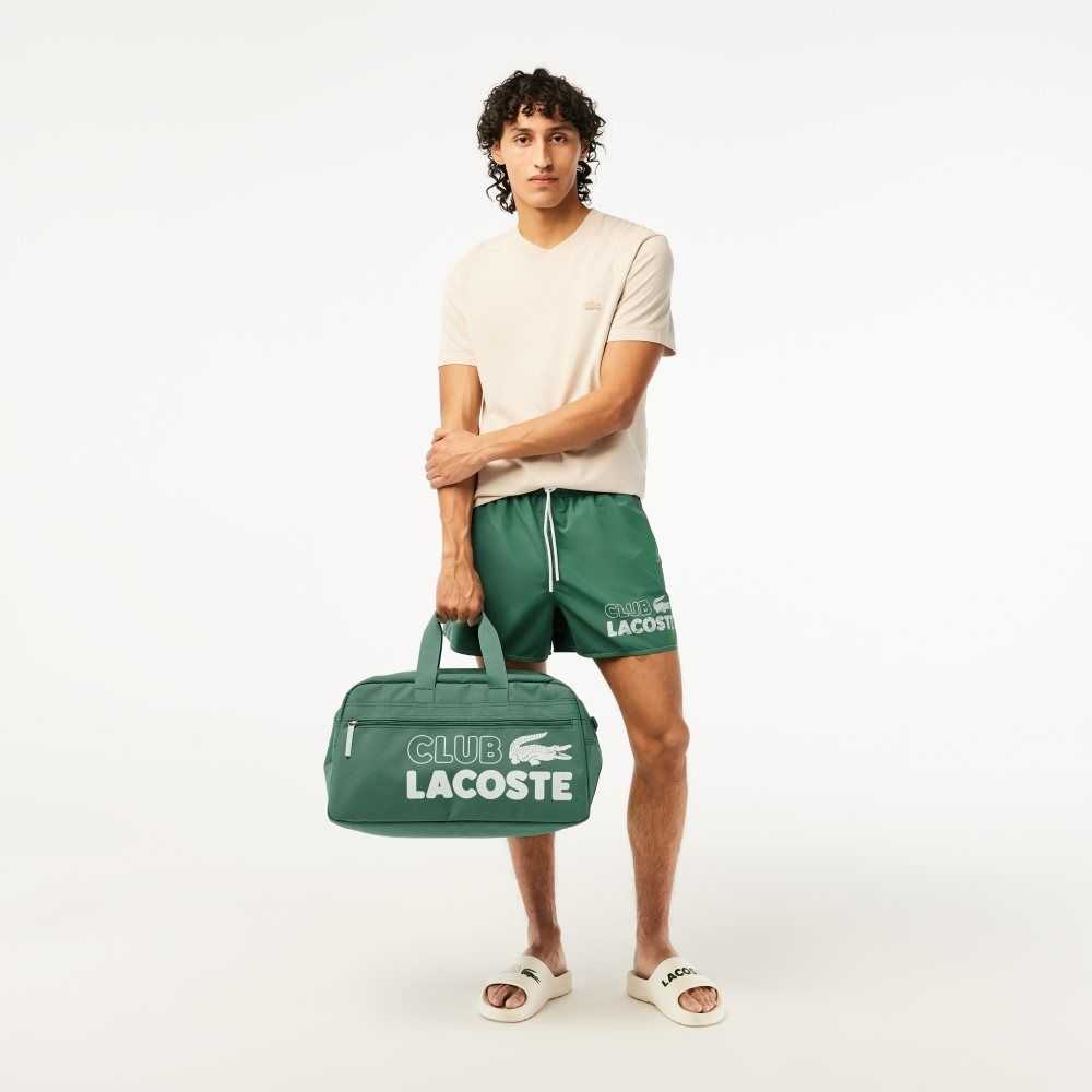 Khaki Green Lacoste Quick-Dry Swim Trunks with Integrated Lining | OEBWAT-314