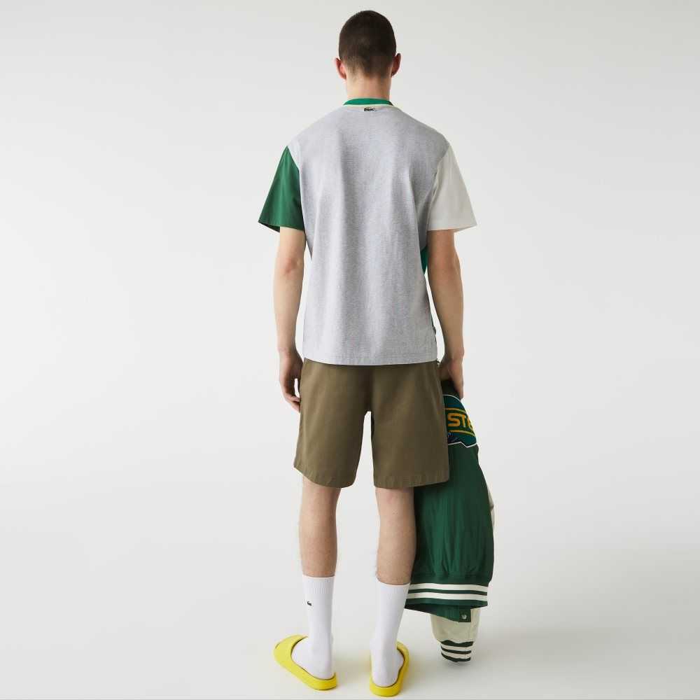 Khaki Green Lacoste Regular Fit Stretch Organic Cotton Bermuda Shorts | YIDMPC-024